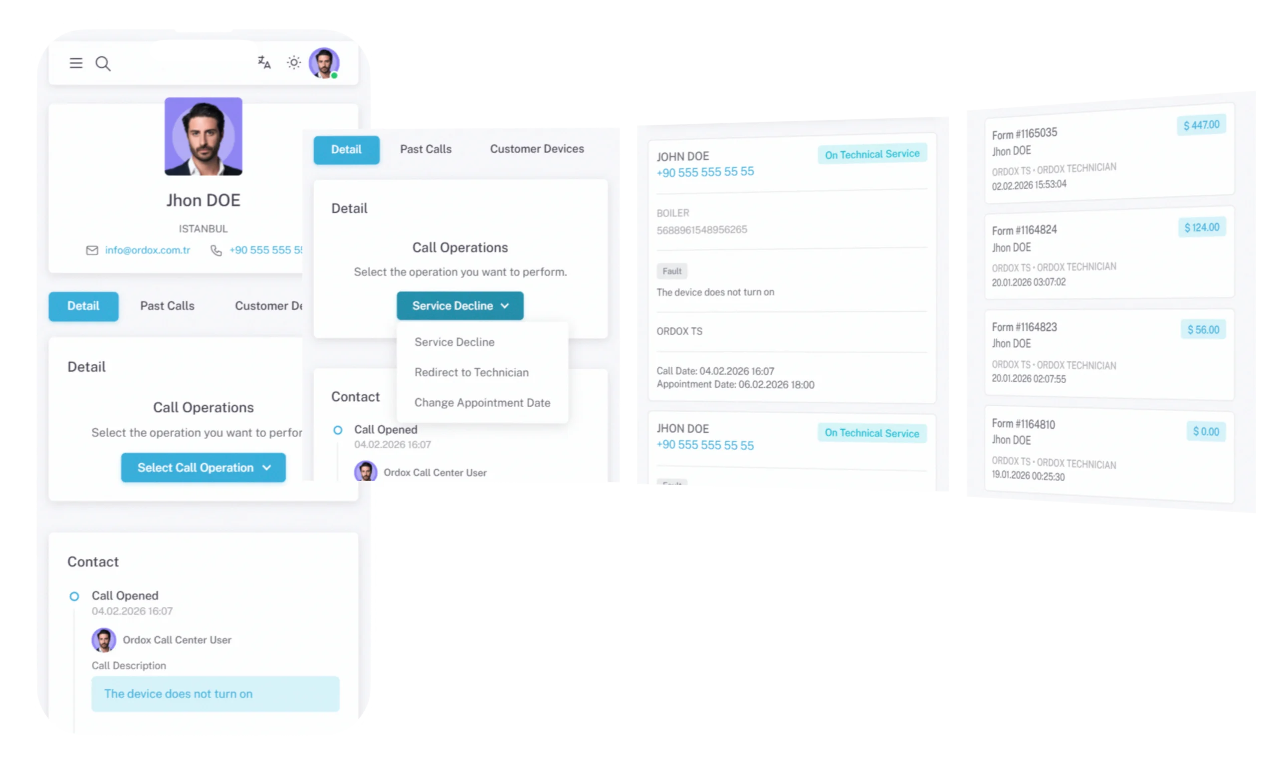 Mobile service call and work order tracking in Ordox field service app