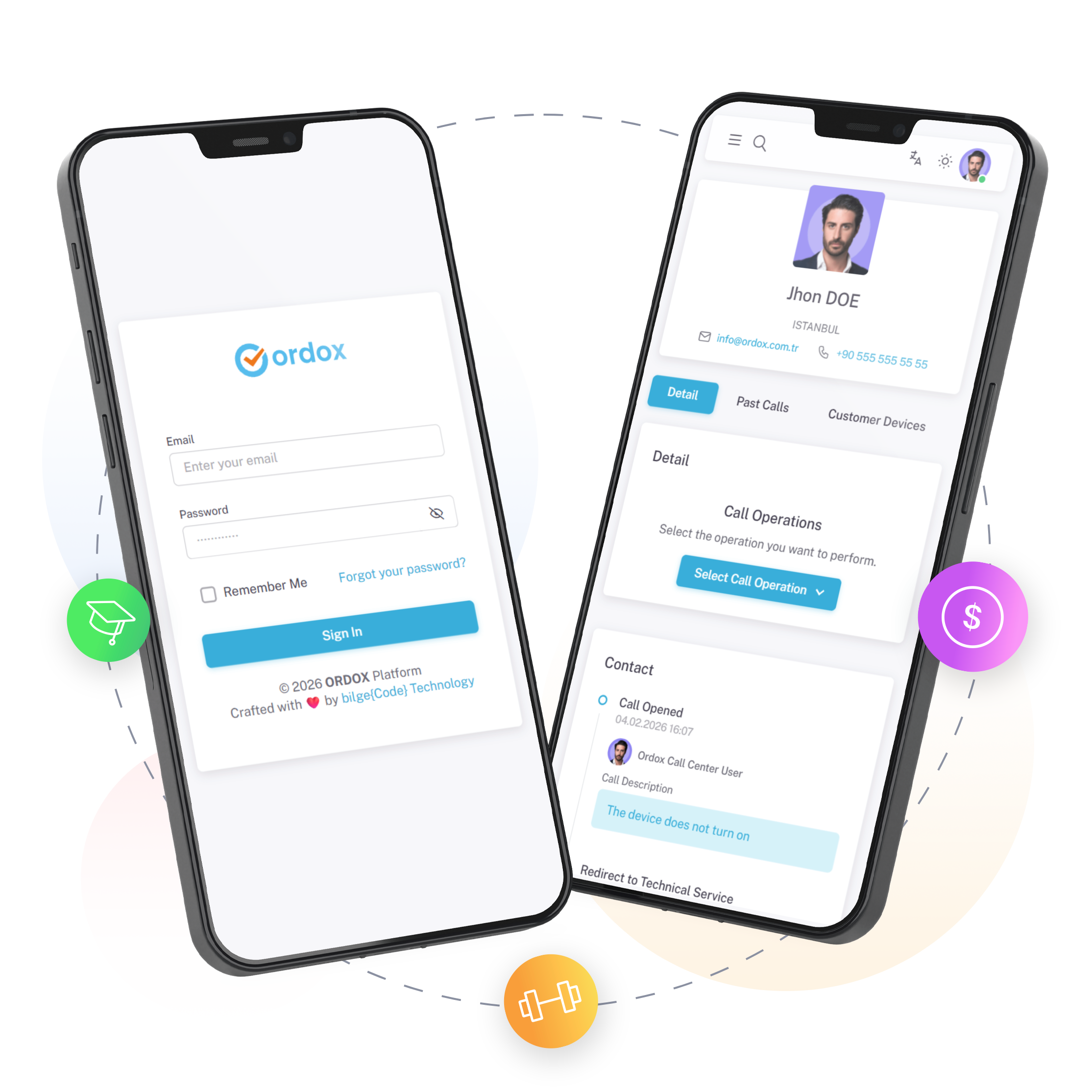 Field service management software dashboard and work order modules in Ordox